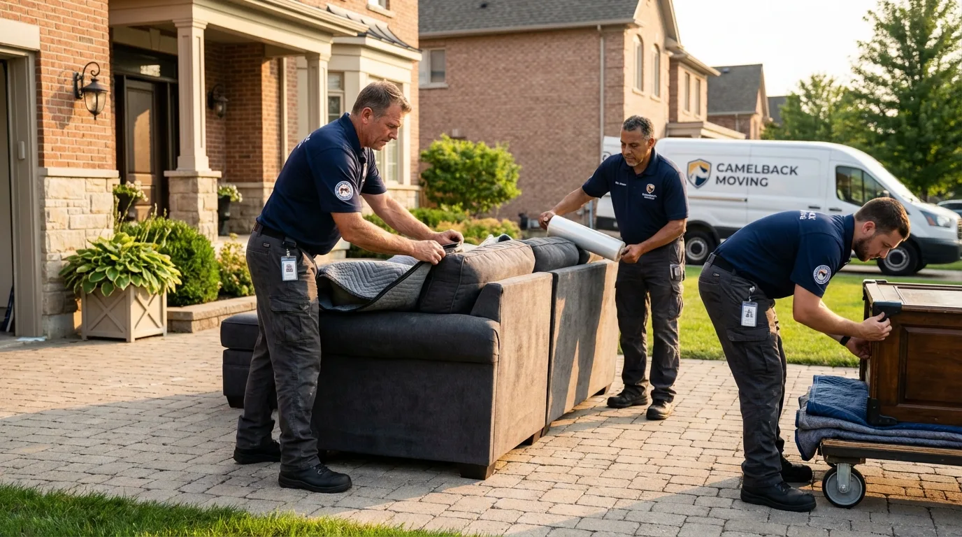 Large estate moving crew wrapping furniture in Pocahontas, IA