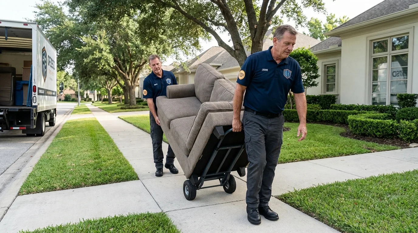 Local residential moving crew loading furniture in Pocahontas, IA